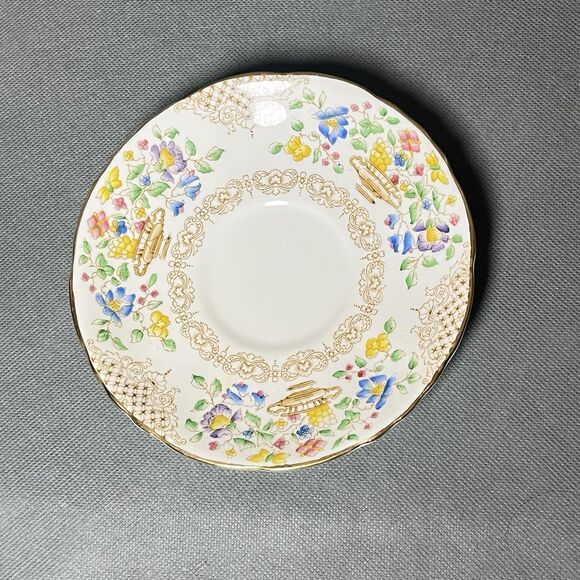 Vntg Hammersley Daffodil Pattern TeaCup Saucer Yellow Pink Blue Flower England - Picture 5 of 13